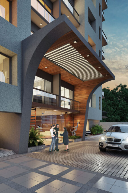 Parking View - KALYAN RESIDENCY  - Residential - Designroot - Best architect company in surat