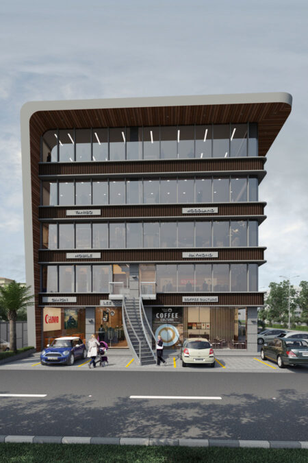 Front View - SHIVEN ARISE  - Commercial - Designroot - Best architect company in surat